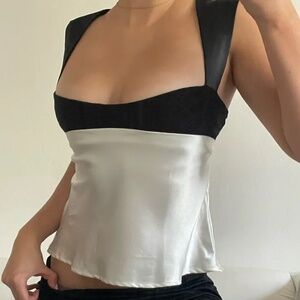 Satin White Two-Tone Tank Top